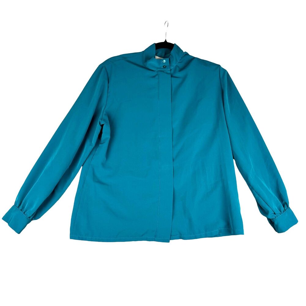 Country Sophisticates By Pendleton Blouse Women’s 14 Teal Top Shirt 80’s Vintage